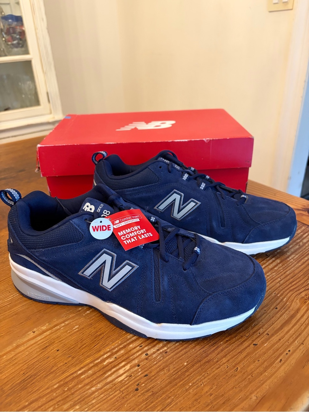 New Balance Men's Navy Suede Walking Sneakers